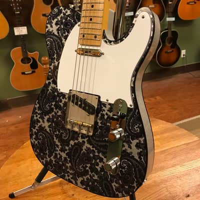 Crook Baritone Telecaster Black Paisley Silver Sparkle Matching Headstock image 3