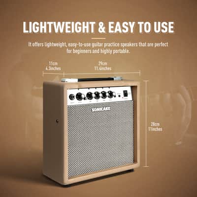 SONICAKE 15W Electric Guitar Amplifier, Portable Combo Amp with AUX Input Headphone Output, Dual-Channel and 3-Band EQ, All-in-one Speaker for Practice - Sprint QAM-15(Shipping from local US,UK,EU warehouse) image 6