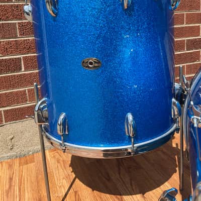 1960s Slingerland Stage Band Drum Set Blue Sparkle Rewrap 20/12/16 image 3