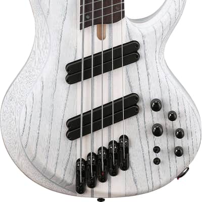 Ibanez BTB865MS Bass Workshop Multi-Scale 5-String Bass Guitar, Panga Panga Fingerboard, Transparent White Flat image 2