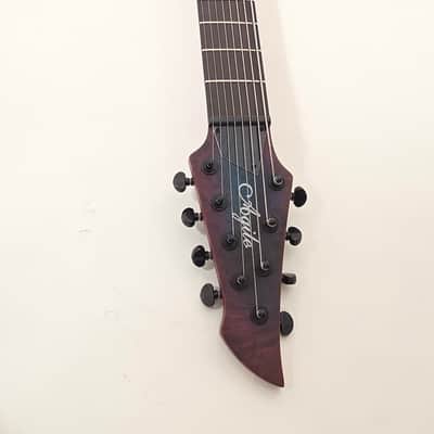 Agile 8 String 28 5/8" Scale Intrepid Pro 828 EB CA Blue Purple Burl Electric Guitar image 5