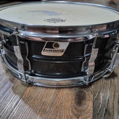 Ludwig LM404 Acrolite 5x14" Aluminum Snare Drum Black/White Badge Black Galaxy image 2