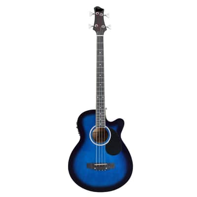 4 String Electric Acoustic Bass Guitar Rosewood Fingerboard Blue image 2