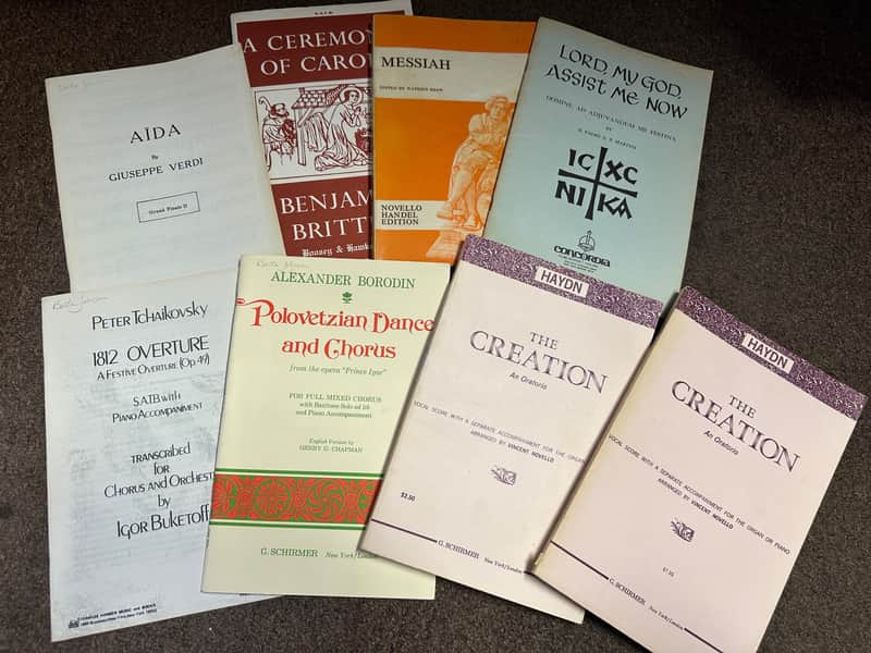 Lot of 9 Old Vintage Books Chorus and Orchestra Sheet Music Creation, Messiah, Lord my God image 1
