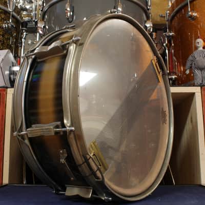 1960 Ludwig 5x14 Transition Badge Jazz Festival Snare Drum in Black and Gold Duco image 5