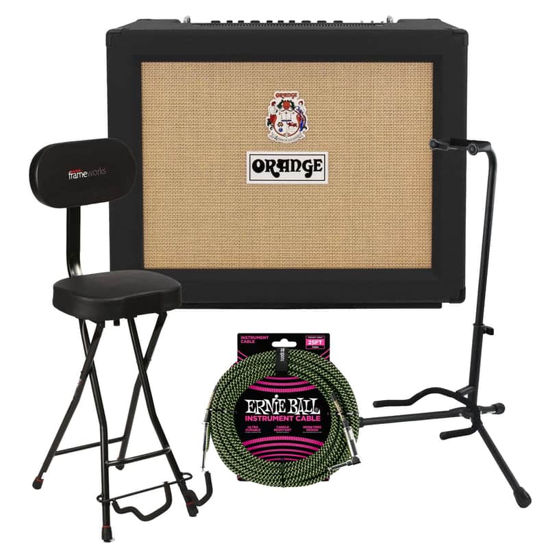 Orange Rockerverb 50 MKIII 50-watt Tube Amp (Black), Gator Stand, Gator Seat, ErnieBall P06066 Bundle