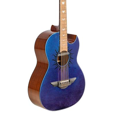 H. Jimenez Colección de Galaxia Aurora Borealis Bajo Quinto Glossy Purple to Blue Color Changing Sparkle Finish Acoustic +Hardshell Case | Authorized Dealer image 2