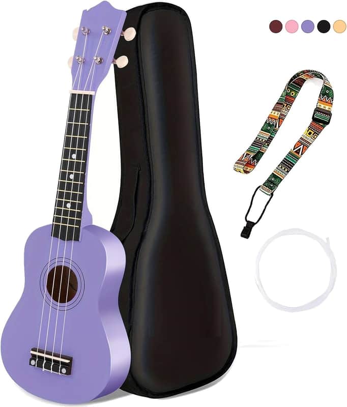 Ukulele for Beginners 21 Inch All in One Kit Beginner Professional Ukulele Including Straps, Strings, and Paddles (Purple) image 1
