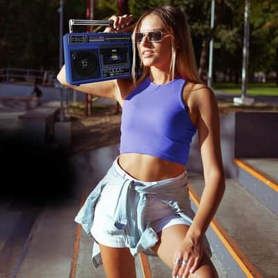 Bluetooth Portable Cassette Player Boombox – 4-Band AM/FM/SW Radio with USB, SD & MP3 Recording image 3
