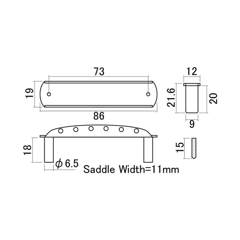 Hosco Jaguar/Jazzmaster/Mustang Compatible Bridge - Threaded Saddles image 1
