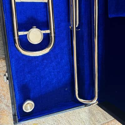 Silver Valve trombone, with case and mouthpiece image 4