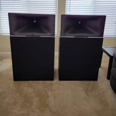 JBL 4722N Audiophile Speakers (Horn + dual 15” LFD) w/Custom Grilles + Wood Stands! image 2