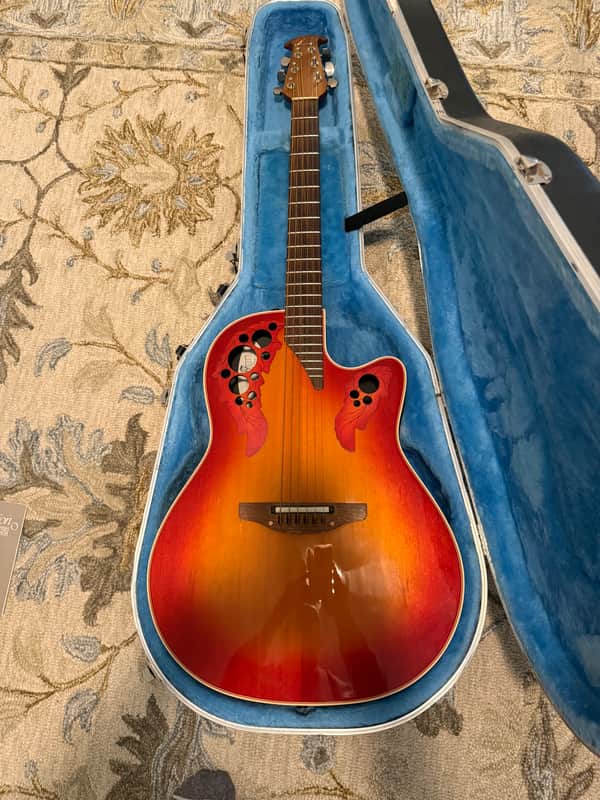 Ovation Elite Standard Collectors Model 6868 OP-24 Electronics Shallow Body 1995 Cherry Sunburst image 1