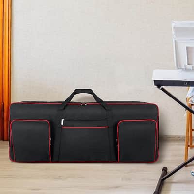 61 Key Keyboard Case Soft with Adjustable Padded Shoulder Straps | Piano Bag with 0.32 inch Cotton, 61 Key Keyboard Bag with Handle, Piano Keyboard Case with 3 Pockets (Size: 39.5"x15.8"x4.8") image 3