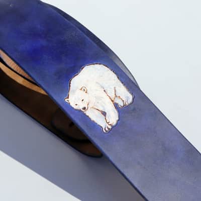 burnyblack custom guitar strap - polar bear navy blue image 12