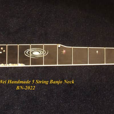 Handcrafted 5 String Banjo Neck, Solid Mahogany & Hard Maple Planet Inlay, Heel Carved, Bruce Wei BN-2022 image 4