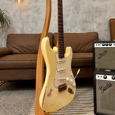 Fender Stratocaster 1962 Glas Custom Olympic White Relic Rosewood 7.4lbs w/ G&G Case image 5