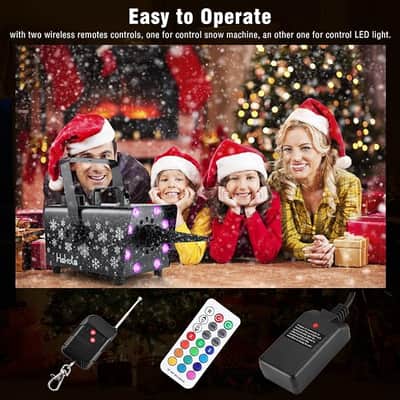 Snow Machine, 800W Snow Machine with 8 LED RGB Lights, 13 LED Lighting Colors and 2 Remotes, Perfect for Christmas, Halloween, Valentine's Day, Wedding, Parties and DJ Stage image 2