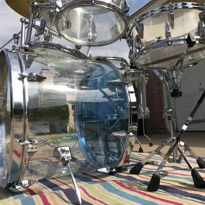 7 piece Vintage Zickos Clear Acrylic Drum Set  w/ matching Snare image 8