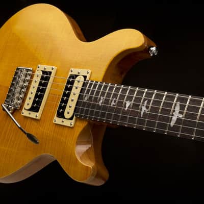 PRS SE Santana Signature Yellow Double Cutaway Flamed Maple Top HH Birds Inlay image 2