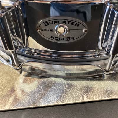 Rogers SuperTen 5x14" 10-Lug Steel Snare Drum 1973 - 1974 - Chrome image 4