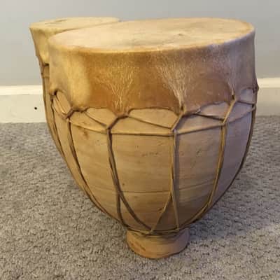 Traditional Moroccan Clay Double Tam Tam / Tbilat Drums image 7