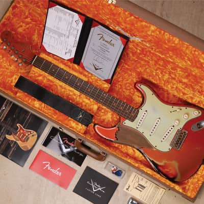 Fender 2021 Custom Shop Masterbuilt Dale Wilson '61 Stratocaster Heavy Relic in Melon Candy To Candy Apple Red Over 3-Tone Sunburst image 14