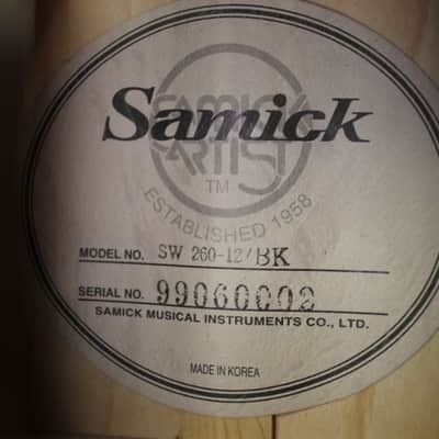 1999 Samick Artist Nightingale SW-260 12 String Black Dreadnought Acoustic Guitar image 9