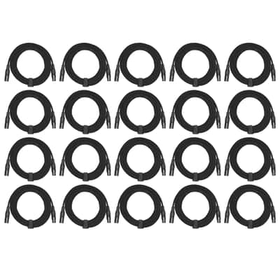 Pro Audio DJ 20' ft XLR Male to XLR Female Black Microphone Speaker Cables 20 Pk image 1