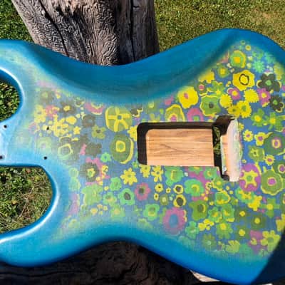 Blue Flower Floral Strat ST  Body, Aged, Relic , Nitro , Ash image 3