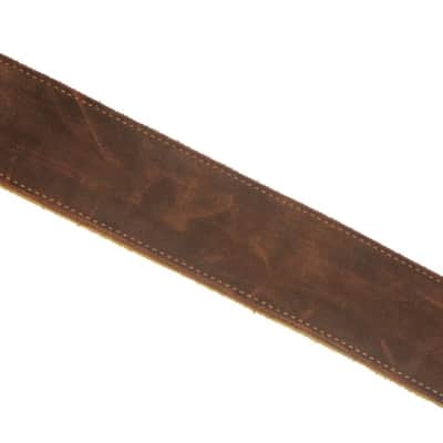 FENDER Suede Leather BROWN guitar STRAP - 2.5" wide - blem image 10