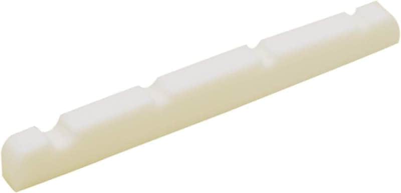 4 String Pre-Slotted Cattle Bone Bass Nut Replacement Flat Bottom Compatible with Fender PB Bass Guitar White. (Nut: 42 x 5 x 3mm) image 1