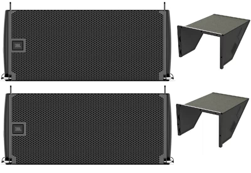 2x JBL SRX910LA Dual 10" Powered Line Array Speakers With DSP 880W + 2x JBL SRX900 RC1 - Rain Cover image 1