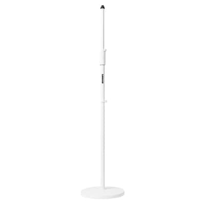 Shure by Gator Round Base Mic Stand with Standard Height-Adjustable Twist Clutch and 10" Base, White (SH-RBMICSTAND10-W) image 1