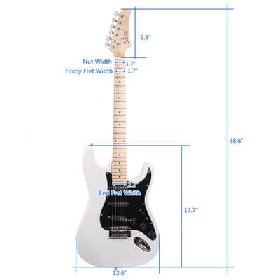 Glarry GST Electric Guitar With Black Pickguard White image 6
