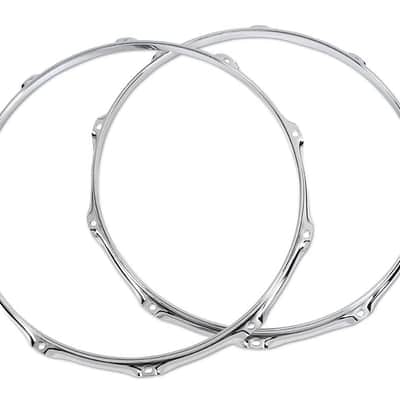 DW True Hoop 14" 10 Lug Snare Batter & Resonant Pair - Chrome image 2