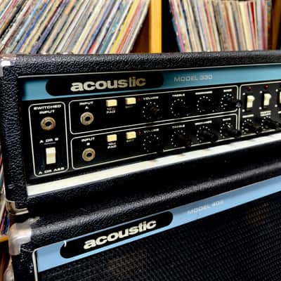 1978 Vintage Acoustic Control Corp Model 330 Head & Model 403 4x12 Cabinet Stack - 1970s Blue-Face Solid State Powerhouse image 12