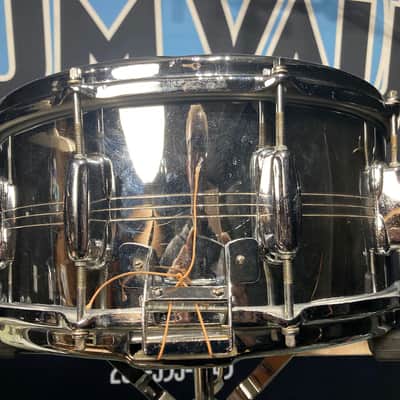 Slingerland - 1960s 6.5x14" Chrome over Brass Radio King – No. 142,  Niles Badge image 11