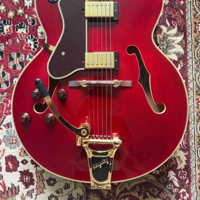 Broadway Hollowbody Left-Handed Electric Guitar – Wine Red w/ Bigsby, Grover Locking Tuners, Bone Nut + OHSC image 2