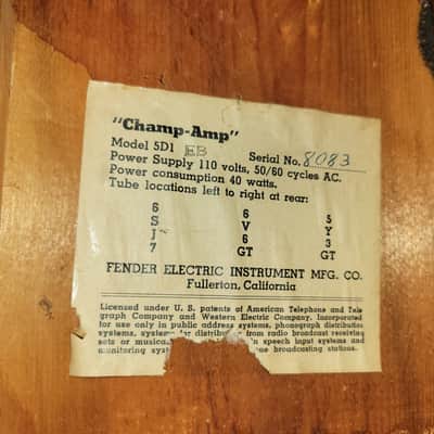 Fender Tweed Champ 5D1 Wide Panel 1956 - Tweed image 25