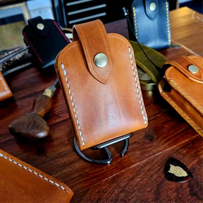 Guitar Wireless transmitter holster - handmade, hand stitched, vegetable tanned leather. image 5