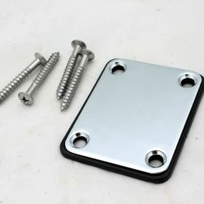 Neck Plate w/ Screws - Chrome - ships from US image 1
