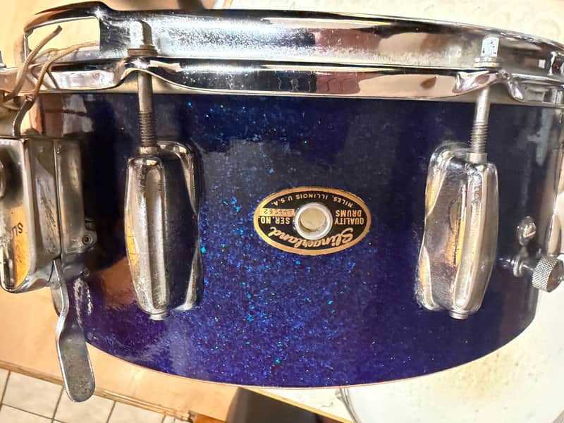 Slingerland Artist 10 lug snare drum 1960’s - Blue sparkle image 1