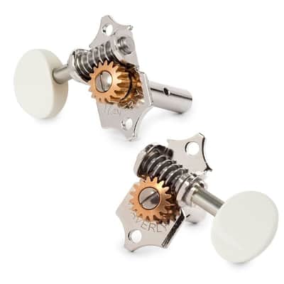 Waverly Guitar Tuners with White Knobs for Slotted Pegheads, Nickel, 3L/3R image 2