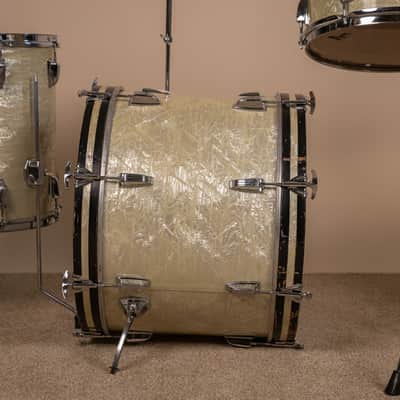 1960s Ludwig Rock Duo White Marine Pearl Drum Set image 8