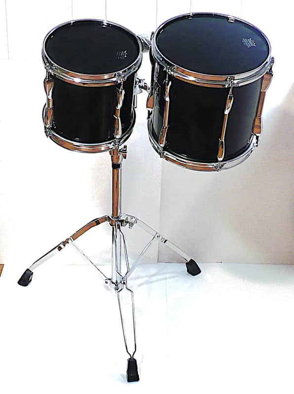 Pearl Export Series 8" and 10" Toms / Long Lug with Double Tom Stand / Black / 1990's image 1