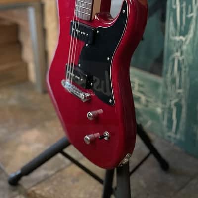 Squier Paranormal Strat-o-Sonic SS Electric Guitar in Transparent Crimson Red image 5