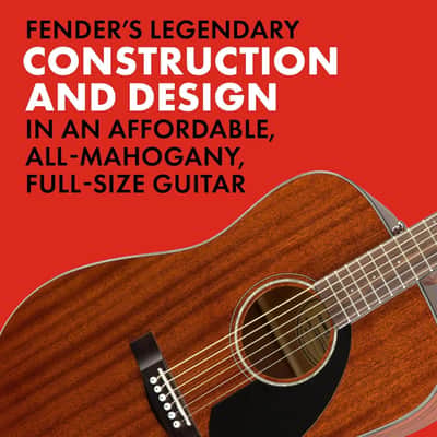 Fender Acoustic Guitar, CD-60S, with 2-Year Warranty, Dreadnought Classic Design with Rounded Walnut Fingerboard, Glossed Finish, All-Mahogany Construction image 6
