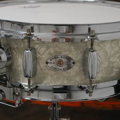 Rogers 5x14" Dynasonic Wood Snare Drum - 1960s White Marine Pearl image 7
