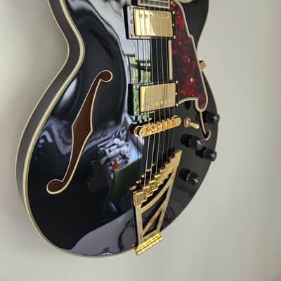 D'Angelico Excel EX-SS Semi-Hollow with Stairstep Tailpiece, Pau Ferro Fretboard 2021 - Present - Solid Black image 2